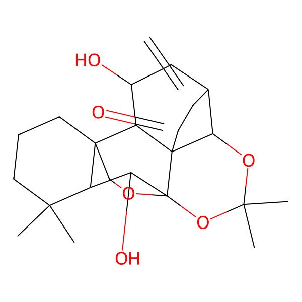 2D Structure of (1R,2S,3S,5S,8R,9R,13S,14S,15R)-3,14-dihydroxy-11,11,16,16-tetramethyl-6-methylidene-10,12,21-trioxahexacyclo[11.6.2.01,15.02,8.05,9.08,13]henicosan-7-one