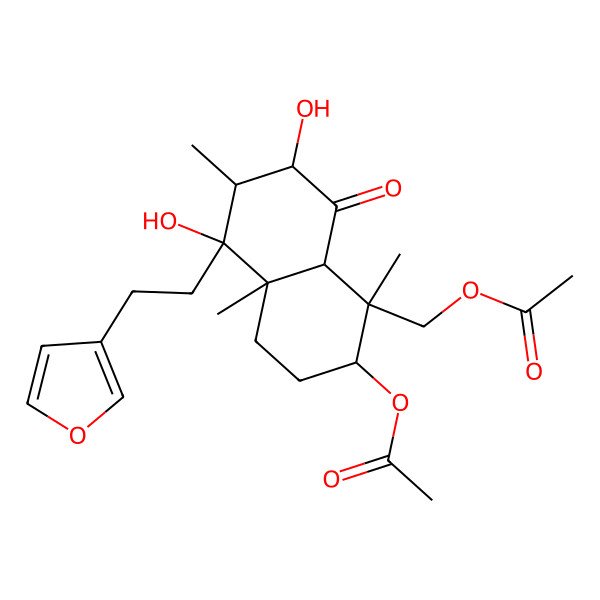 2D Structure of [(1S,2S,4aS,5R,6R,7S,8aS)-2-acetyloxy-5-[2-(furan-3-yl)ethyl]-5,7-dihydroxy-1,4a,6-trimethyl-8-oxo-2,3,4,6,7,8a-hexahydronaphthalen-1-yl]methyl acetate