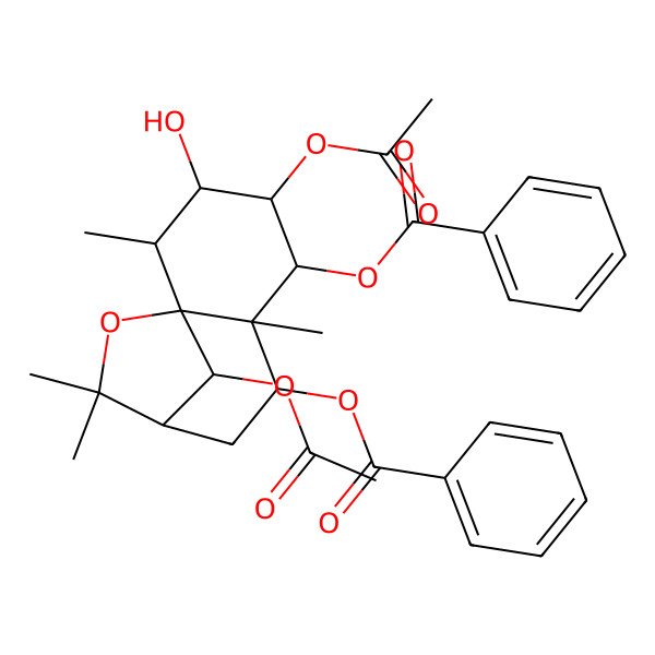 2D Structure of [(1S,2R,3R,4R,5R,6R,7S,9R,12R)-4,12-diacetyloxy-5-benzoyloxy-3-hydroxy-2,6,10,10-tetramethyl-11-oxatricyclo[7.2.1.01,6]dodecan-7-yl] benzoate