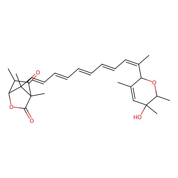 2D Structure of 7-[10-(5-Hydroxy-3,5,6-trimethyl-2,6-dihydropyran-2-yl)undeca-1,3,5,7,9-pentaenyl]-4,6,7-trimethyl-2-oxabicyclo[2.2.1]heptane-3,5-dione