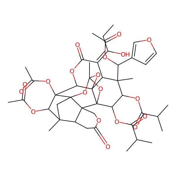 2D Structure of [(1R,2S,7S,8R,9S,10S,11R,13R,15R,16S,19Z,20S,21R,22R,23R)-9,10-diacetyloxy-21-[(S)-acetyloxy(furan-3-yl)methyl]-19-(1-hydroxypropylidene)-8,13,21-trimethyl-23-(2-methylpropanoyloxy)-5,18-dioxo-4,12,14,17,24-pentaoxaoctacyclo[11.10.1.18,11.01,15.02,7.02,11.010,16.015,20]pentacosan-22-yl] 2-methylpropanoate