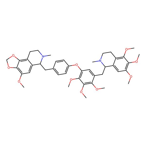2D Structure of (6S)-4-methoxy-7-methyl-6-[[4-[2,3,4-trimethoxy-5-[[(1S)-5,6,7-trimethoxy-2-methyl-3,4-dihydro-1H-isoquinolin-1-yl]methyl]phenoxy]phenyl]methyl]-8,9-dihydro-6H-[1,3]dioxolo[4,5-f]isoquinoline