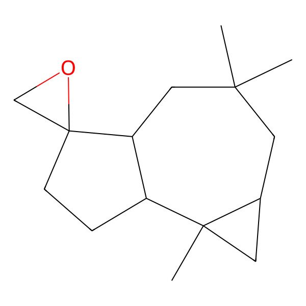 2D Structure of (1aS,4aS,5S,7aR,7bR)-3,3,7b-trimethylspiro[1,1a,2,4,4a,6,7,7a-octahydrocyclopropa[e]azulene-5,2'-oxirane]
