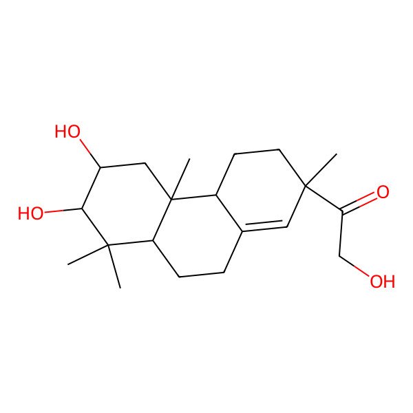 2D Structure of 1-(6,7-dihydroxy-2,4b,8,8-tetramethyl-4,4a,5,6,7,8a,9,10-octahydro-3H-phenanthren-2-yl)-2-hydroxyethanone