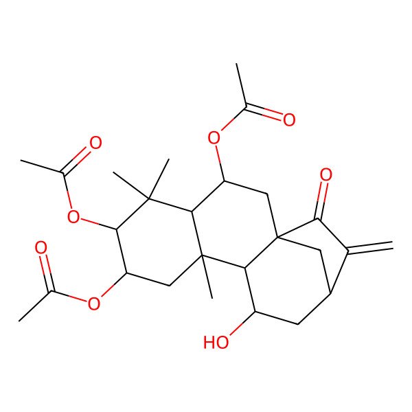 2D Structure of [(1S,3S,4S,6R,7S,10S,11S,13S)-3,6-diacetyloxy-11-hydroxy-5,5,9-trimethyl-14-methylidene-15-oxo-7-tetracyclo[11.2.1.01,10.04,9]hexadecanyl] acetate