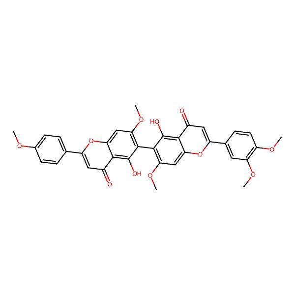 2D Structure of 6-[2-(3,4-Dimethoxyphenyl)-5-hydroxy-7-methoxy-4-oxochromen-6-yl]-5-hydroxy-7-methoxy-2-(4-methoxyphenyl)chromen-4-one