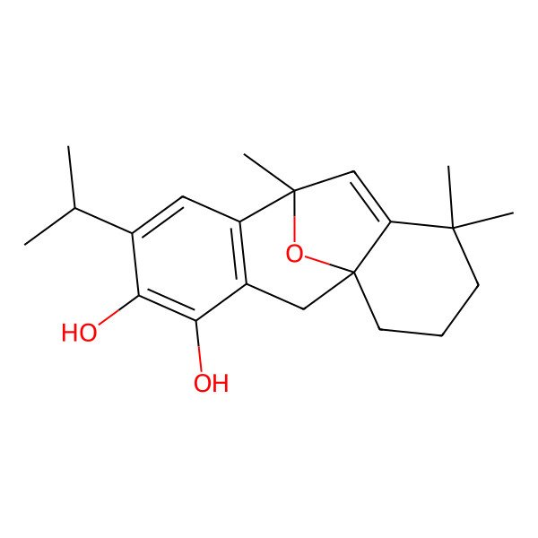2D Structure of (1S,9S)-9,12,12-trimethyl-6-propan-2-yl-16-oxatetracyclo[7.6.1.01,11.03,8]hexadeca-3(8),4,6,10-tetraene-4,5-diol
