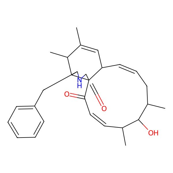 2D Structure of (11)-Cytochalasa-6,13,19-triene-1,21-dione-17-hydroxy-16,18-dimethyl-10-phenyl-(6Z, 13E,16S*,17R*,18S*,19E)