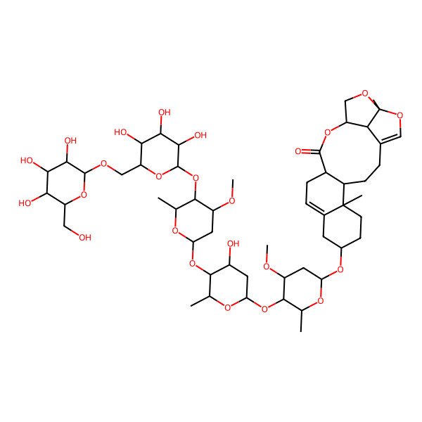 2D Structure of (4S,5R,8S,13R,16S,19R,22R)-8-[(2R,4R,5R,6R)-5-[(2S,4S,5S,6R)-4-hydroxy-5-[(2S,4R,5R,6R)-4-methoxy-6-methyl-5-[(2S,3R,4S,5S,6R)-3,4,5-trihydroxy-6-[[(2R,3R,4S,5S,6R)-3,4,5-trihydroxy-6-(hydroxymethyl)oxan-2-yl]oxymethyl]oxan-2-yl]oxyoxan-2-yl]oxy-6-methyloxan-2-yl]oxy-4-methoxy-6-methyloxan-2-yl]oxy-5,19-dimethyl-15,18,20-trioxapentacyclo[14.5.1.04,13.05,10.019,22]docosa-1(21),10-dien-14-one