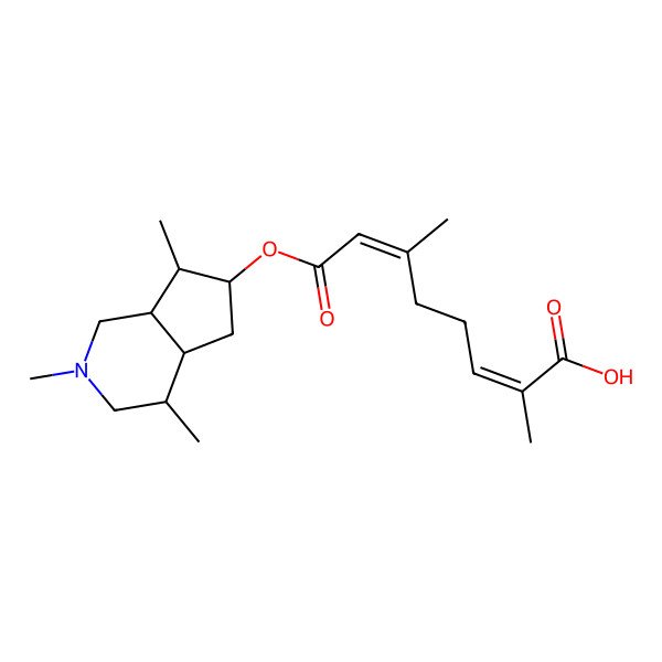 2D Structure of (2E,6E)-8-[[(4S,4aR,6S,7R,7aS)-2,4,7-trimethyl-1,3,4,4a,5,6,7,7a-octahydrocyclopenta[c]pyridin-6-yl]oxy]-2,6-dimethyl-8-oxoocta-2,6-dienoic acid