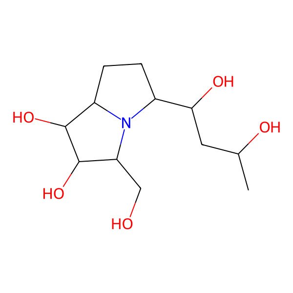 2D Structure of (1S,2R,3R,5S,8R)-5-[(1R,3S)-1,3-dihydroxybutyl]-3-(hydroxymethyl)-2,3,5,6,7,8-hexahydro-1H-pyrrolizine-1,2-diol