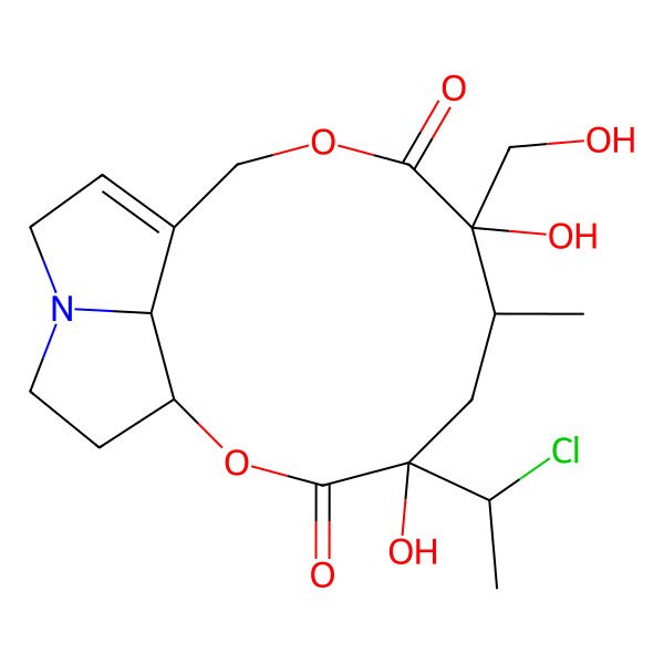 2D Structure of (1R,4R,6R,7S,17R)-4-[(1S)-1-chloroethyl]-4,7-dihydroxy-7-(hydroxymethyl)-6-methyl-2,9-dioxa-14-azatricyclo[9.5.1.014,17]heptadec-11-ene-3,8-dione