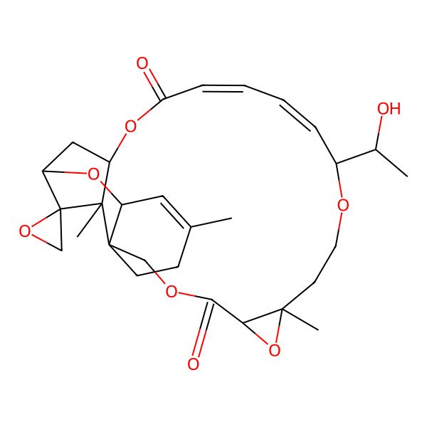 2D Structure of (1S,3S,8R,12S,14S,18R,19E,21E,25R,26R,27R)-18-[(1S)-1-hydroxyethyl]-5,14,26-trimethylspiro[2,10,13,17,24-pentaoxapentacyclo[23.2.1.03,8.08,26.012,14]octacosa-4,19,21-triene-27,2'-oxirane]-11,23-dione