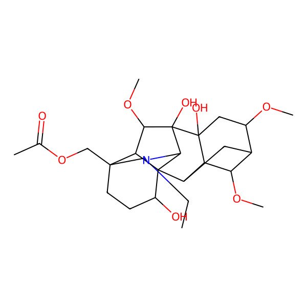 2D Structure of [(1S,2R,3R,4S,5R,6S,8R,9R,10S,13S,16S,17R,18S)-11-ethyl-8,9,16-trihydroxy-4,6,18-trimethoxy-11-azahexacyclo[7.7.2.12,5.01,10.03,8.013,17]nonadecan-13-yl]methyl acetate