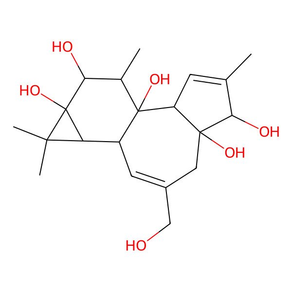 2D Structure of (1S,2S,5S,6R,10S,11R,13S,14R,15R)-8-(hydroxymethyl)-4,12,12,15-tetramethyltetracyclo[8.5.0.02,6.011,13]pentadeca-3,8-diene-1,5,6,13,14-pentol
