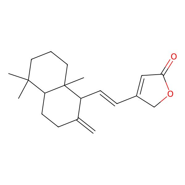 2D Structure of 3-[2-(5,5,8a-trimethyl-2-methylidene-3,4,4a,6,7,8-hexahydro-1H-naphthalen-1-yl)ethenyl]-2H-furan-5-one