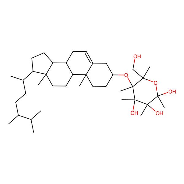 2D Structure of 5-[[17-(5,6-dimethylheptan-2-yl)-10,13-dimethyl-2,3,4,7,8,9,11,12,14,15,16,17-dodecahydro-1H-cyclopenta[a]phenanthren-3-yl]oxy]-6-(hydroxymethyl)-2,3,4,5,6-pentamethyloxane-2,3,4-triol