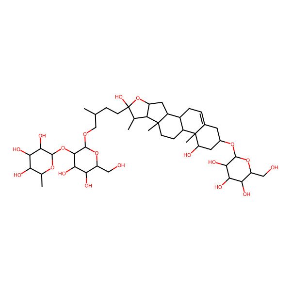2D Structure of (2S,3R,4R,5R,6S)-2-[(2R,3R,4S,5S,6R)-2-[(2R)-4-[(1S,2S,4S,6R,7S,8R,9S,12S,13R,14R,16R)-6,14-dihydroxy-7,9,13-trimethyl-16-[(2R,3R,4S,5S,6R)-3,4,5-trihydroxy-6-(hydroxymethyl)oxan-2-yl]oxy-5-oxapentacyclo[10.8.0.02,9.04,8.013,18]icos-18-en-6-yl]-2-methylbutoxy]-4,5-dihydroxy-6-(hydroxymethyl)oxan-3-yl]oxy-6-methyloxane-3,4,5-triol