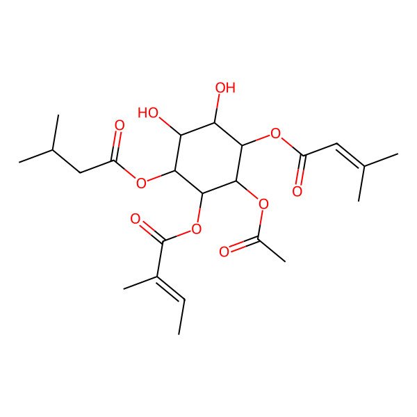 2D Structure of [2-Acetyloxy-4,5-dihydroxy-6-(3-methylbutanoyloxy)-3-(3-methylbut-2-enoyloxy)cyclohexyl] 2-methylbut-2-enoate