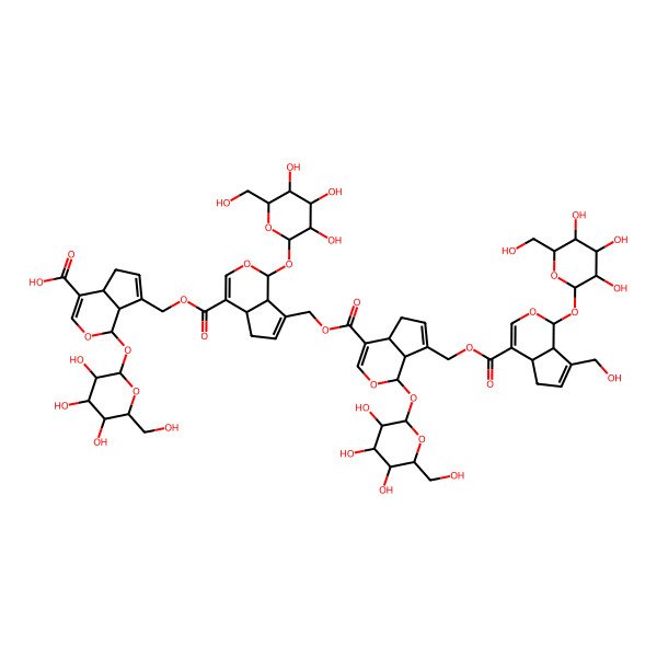 2D Structure of 7-[[7-[[7-[[7-(Hydroxymethyl)-1-[3,4,5-trihydroxy-6-(hydroxymethyl)oxan-2-yl]oxy-1,4a,5,7a-tetrahydrocyclopenta[c]pyran-4-carbonyl]oxymethyl]-1-[3,4,5-trihydroxy-6-(hydroxymethyl)oxan-2-yl]oxy-1,4a,5,7a-tetrahydrocyclopenta[c]pyran-4-carbonyl]oxymethyl]-1-[3,4,5-trihydroxy-6-(hydroxymethyl)oxan-2-yl]oxy-1,4a,5,7a-tetrahydrocyclopenta[c]pyran-4-carbonyl]oxymethyl]-1-[3,4,5-trihydroxy-6-(hydroxymethyl)oxan-2-yl]oxy-1,4a,5,7a-tetrahydrocyclopenta[c]pyran-4-carboxylic acid