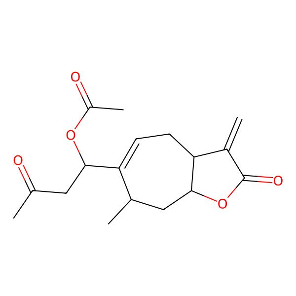 2D Structure of [1-[(3aR,7S,8aS)-7-methyl-3-methylidene-2-oxo-4,7,8,8a-tetrahydro-3aH-cyclohepta[b]furan-6-yl]-3-oxobutyl] acetate