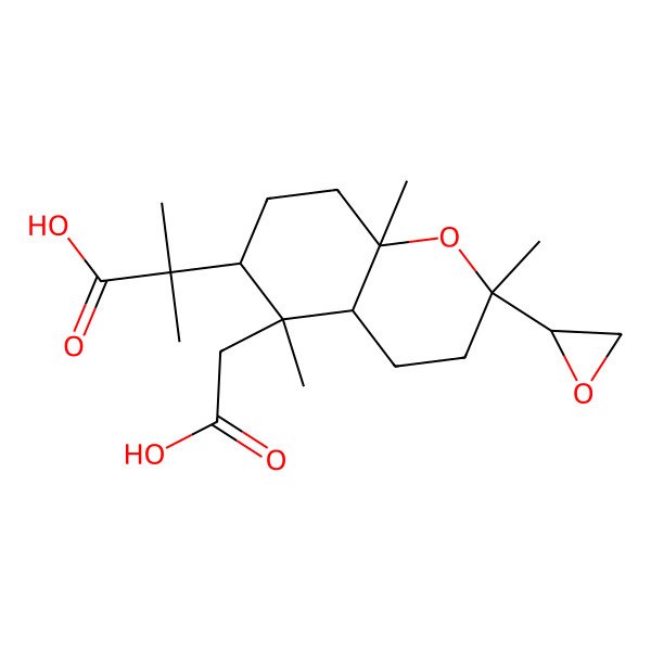 2D Structure of 2-[(2R,4aS,5R,6S,8aS)-5-(carboxymethyl)-2,5,8a-trimethyl-2-[(2R)-oxiran-2-yl]-3,4,4a,6,7,8-hexahydrochromen-6-yl]-2-methylpropanoic acid