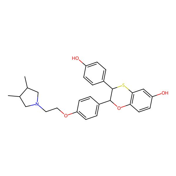 2D Structure of (2S,3R)-2-(4-{2-[(3S,4S)-3,4-Dimethylpyrrolidin-1-YL]ethoxy}phenyl)-3-(4-hydroxyphenyl)-2,3-dihydro-1,4-benzoxathiin-6-OL