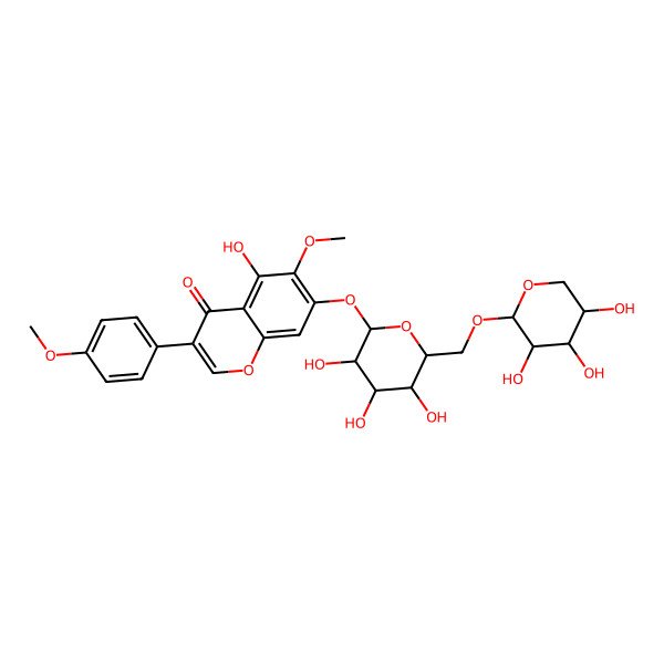 2D Structure of 5-hydroxy-6-methoxy-3-(4-methoxyphenyl)-7-[(2S,3R,4S,5S,6R)-3,4,5-trihydroxy-6-[[(3R,4S,5R)-3,4,5-trihydroxyoxan-2-yl]oxymethyl]oxan-2-yl]oxychromen-4-one