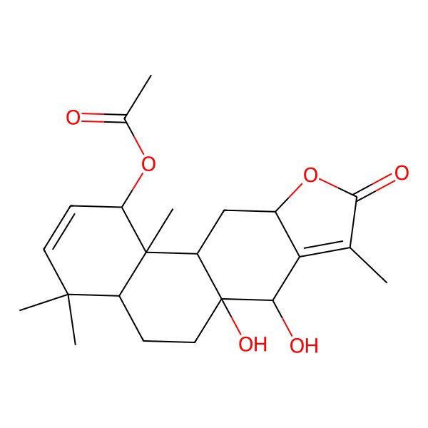 2D Structure of (6a,7-Dihydroxy-4,4,8,11b-tetramethyl-9-oxo-1,4a,5,6,7,10a,11,11a-octahydronaphtho[2,1-f][1]benzofuran-1-yl) acetate