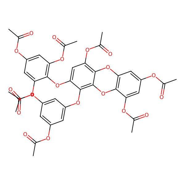2D Structure of [3-Acetyloxy-5-[4,7,9-triacetyloxy-2-(2,4,6-triacetyloxyphenoxy)dibenzo-p-dioxin-1-yl]oxyphenyl] acetate