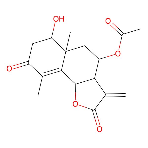 2D Structure of [(3aS,4S,5aR,6R,9bS)-6-hydroxy-5a,9-dimethyl-3-methylidene-2,8-dioxo-3a,4,5,6,7,9b-hexahydrobenzo[g][1]benzofuran-4-yl] acetate