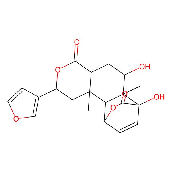 2D Structure of (1R,2S,3S,5S,8S,10S,11S,12R)-5-(furan-3-yl)-10,12-dihydroxy-3,11-dimethyl-6,14-dioxatetracyclo[10.2.2.02,11.03,8]hexadec-15-ene-7,13-dione