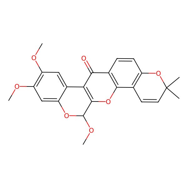 2D Structure of 17,18,22-Trimethoxy-7,7-dimethyl-2,8,21-trioxapentacyclo[12.8.0.03,12.04,9.015,20]docosa-1(14),3(12),4(9),5,10,15,17,19-octaen-13-one