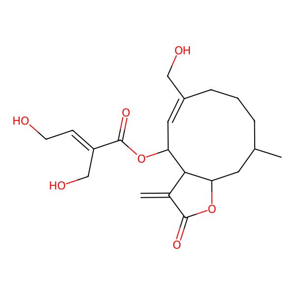 2D Structure of [(3aS,4R,10S,11aR)-6-(hydroxymethyl)-10-methyl-3-methylidene-2-oxo-3a,4,7,8,9,10,11,11a-octahydrocyclodeca[b]furan-4-yl] 4-hydroxy-2-(hydroxymethyl)but-2-enoate
