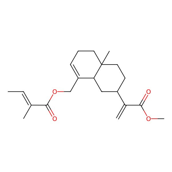 2D Structure of [(4aR,7R,8aR)-7-(3-methoxy-3-oxoprop-1-en-2-yl)-4a-methyl-4,5,6,7,8,8a-hexahydro-3H-naphthalen-1-yl]methyl (E)-2-methylbut-2-enoate