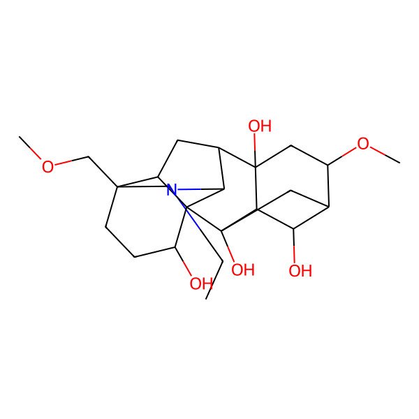 2D Structure of (1R,2S,3R,4S,5S,6S,8S,9S,10R,13S,16S,17R)-11-ethyl-6-methoxy-13-(methoxymethyl)-11-azahexacyclo[7.7.2.12,5.01,10.03,8.013,17]nonadecane-2,4,8,16-tetrol