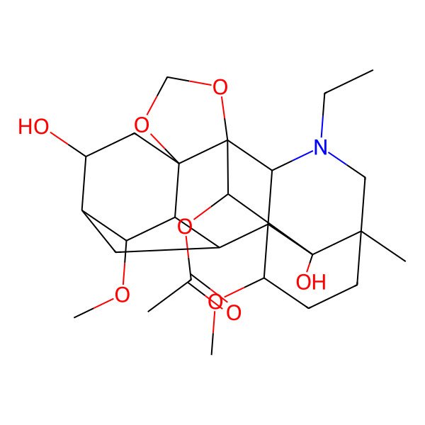 2D Structure of [(1S,2R,3R,4S,5R,6S,8R,12S,13S,16S,19S,20S,21S)-14-ethyl-6,20-dihydroxy-4,19-dimethoxy-16-methyl-9,11-dioxa-14-azaheptacyclo[10.7.2.12,5.01,13.03,8.08,12.016,20]docosan-21-yl] acetate