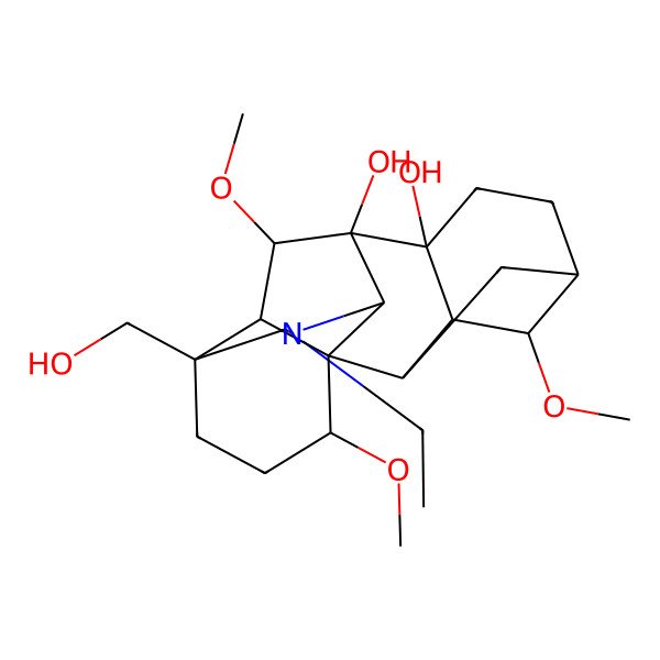 2D Structure of (1S,2R,3R,4S,5S,8R,9S,10S,13S,16S,17R,18S)-11-ethyl-13-(hydroxymethyl)-4,16,18-trimethoxy-11-azahexacyclo[7.7.2.12,5.01,10.03,8.013,17]nonadecane-8,9-diol