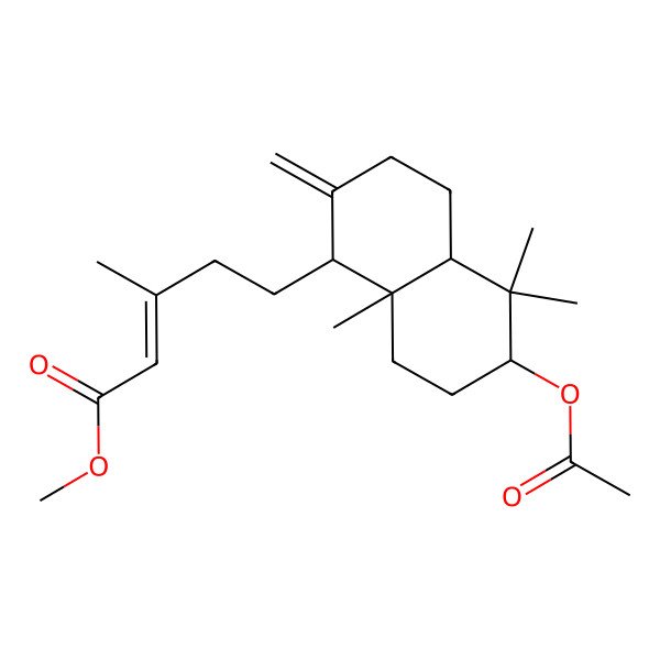 2D Structure of methyl 5-(6-acetyloxy-5,5,8a-trimethyl-2-methylidene-3,4,4a,6,7,8-hexahydro-1H-naphthalen-1-yl)-3-methylpent-2-enoate