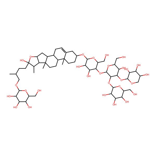 2D Structure of (2R,3R,4S,5S,6R)-2-[(2R)-4-[(1S,2S,4S,6S,7S,8R,9S,12S,13R,16S)-16-[(2R,3R,4R,5R,6R)-3,4-dihydroxy-5-[(2S,3R,4S,5R,6R)-5-hydroxy-6-(hydroxymethyl)-3-[(2S,3R,4S,5S,6R)-3,4,5-trihydroxy-6-(hydroxymethyl)oxan-2-yl]oxy-4-[(2S,3R,4S,5R)-3,4,5-trihydroxyoxan-2-yl]oxyoxan-2-yl]oxy-6-(hydroxymethyl)oxan-2-yl]oxy-6-hydroxy-7,9,13-trimethyl-5-oxapentacyclo[10.8.0.02,9.04,8.013,18]icos-18-en-6-yl]-2-methylbutoxy]-6-(hydroxymethyl)oxane-3,4,5-triol