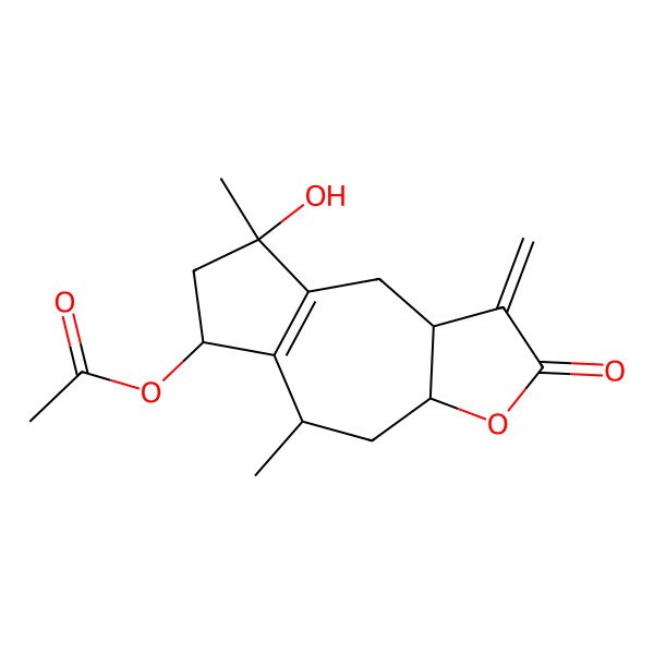 2D Structure of [(3aS,5R,6R,8R,9aR)-8-hydroxy-5,8-dimethyl-1-methylidene-2-oxo-4,5,6,7,9,9a-hexahydro-3aH-azuleno[6,5-b]furan-6-yl] acetate
