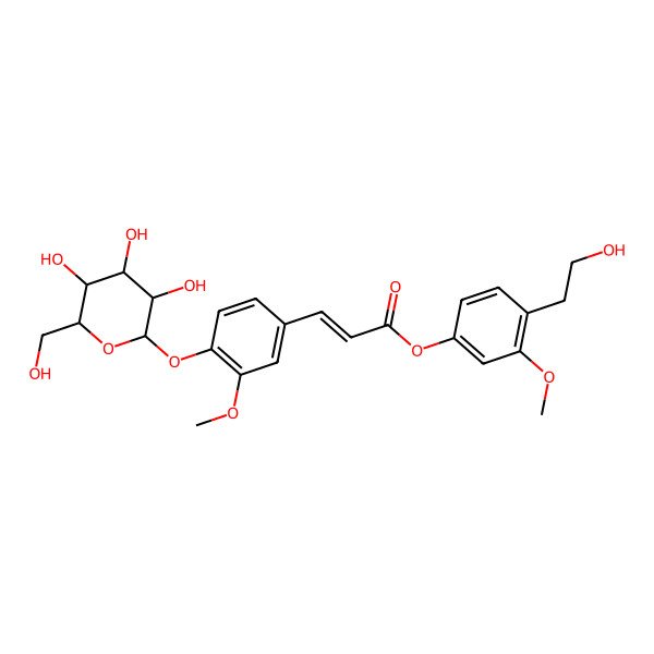 2D Structure of [4-(2-Hydroxyethyl)-3-methoxyphenyl] 3-[3-methoxy-4-[3,4,5-trihydroxy-6-(hydroxymethyl)oxan-2-yl]oxyphenyl]prop-2-enoate