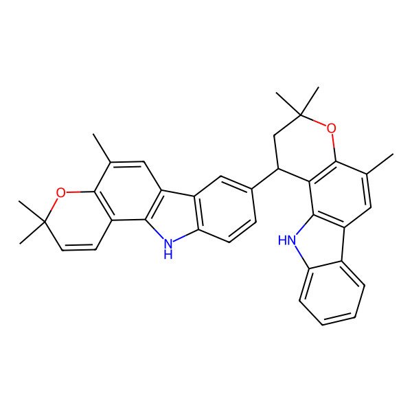 2D Structure of 3,3,5-trimethyl-8-(3,3,5-trimethyl-2,11-dihydro-1H-pyrano[3,2-a]carbazol-1-yl)-11H-pyrano[3,2-a]carbazole