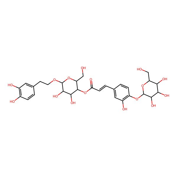 2D Structure of [6-[2-(3,4-Dihydroxyphenyl)ethoxy]-4,5-dihydroxy-2-(hydroxymethyl)oxan-3-yl] 3-[3-hydroxy-4-[3,4,5-trihydroxy-6-(hydroxymethyl)oxan-2-yl]oxyphenyl]prop-2-enoate