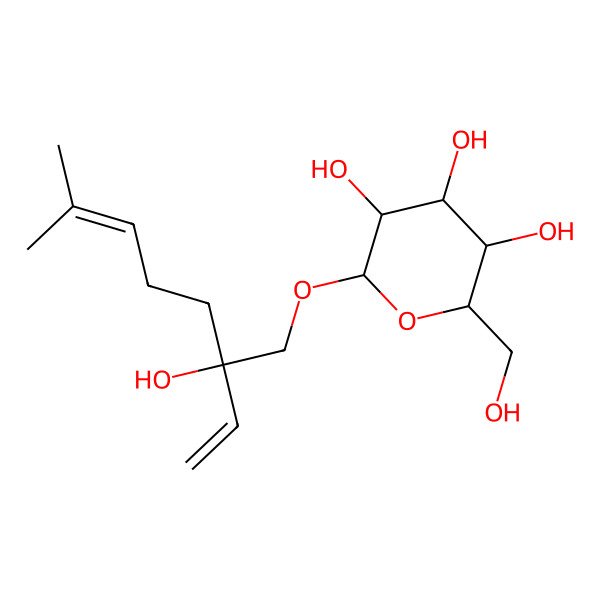 2D Structure of (2R,3R,4S,5S,6R)-2-[(2R)-2-ethenyl-2-hydroxy-6-methylhept-5-enoxy]-6-(hydroxymethyl)oxane-3,4,5-triol