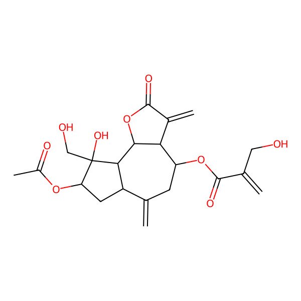 2D Structure of [8-Acetyloxy-9-hydroxy-9-(hydroxymethyl)-3,6-dimethylidene-2-oxo-3a,4,5,6a,7,8,9a,9b-octahydroazuleno[4,5-b]furan-4-yl] 2-(hydroxymethyl)prop-2-enoate