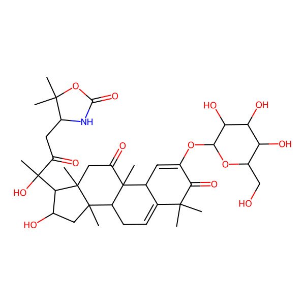 2D Structure of (16alpha,20R,24R)-24N,25-carbamoyloxy-2,16,20-trihydroxycucurbita-1,5-diene-3,11,22-trione 2-O-beta-D-glucopyranoside