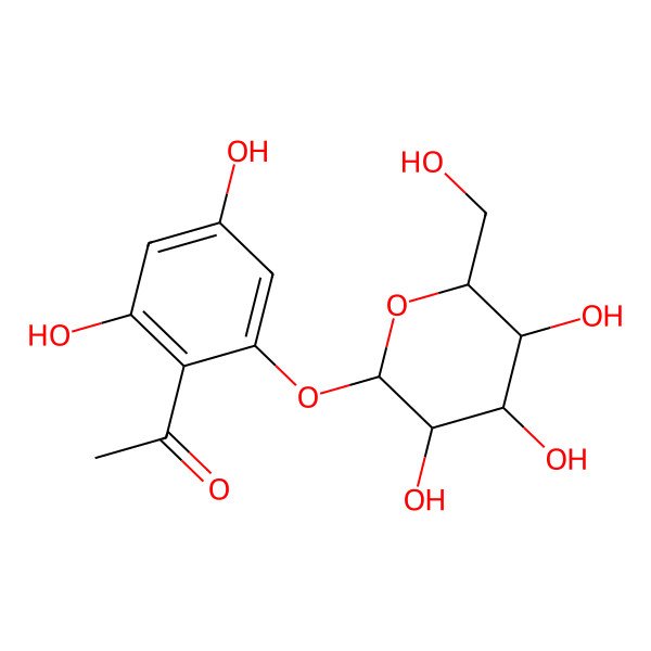2D Structure of 1-(2,4-dihydroxy-6-((2R,3R,4S,5S,6R)-3,4,5-trihydroxy-6-(hydroxymethyl)tetrahydro-2H-pyran-2-yloxy)phenyl)ethanone