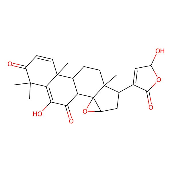 2D Structure of 17-hydroxy-6-(2-hydroxy-5-oxo-2H-furan-4-yl)-7,11,15,15-tetramethyl-3-oxapentacyclo[8.8.0.02,4.02,7.011,16]octadeca-12,16-diene-14,18-dione