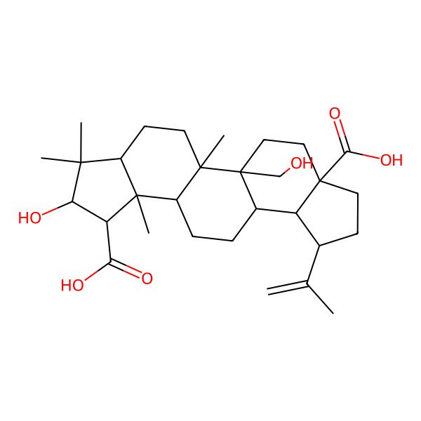 2D Structure of 16-Hydroxy-2-(hydroxymethyl)-1,14,17,17-tetramethyl-8-prop-1-en-2-ylpentacyclo[11.7.0.02,10.05,9.014,18]icosane-5,15-dicarboxylic acid
